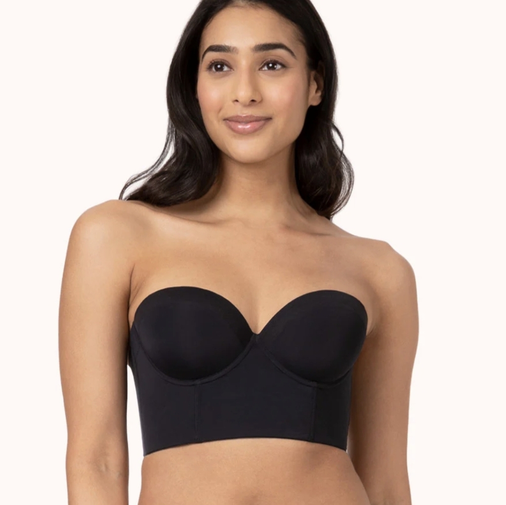 Lively Low Back Strapless Adjustable Black Corset Bra Size 38DD NEW NWT